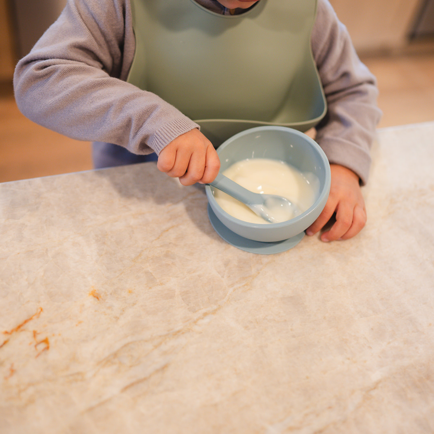 Mustard Suction Bowl and Spoon Set