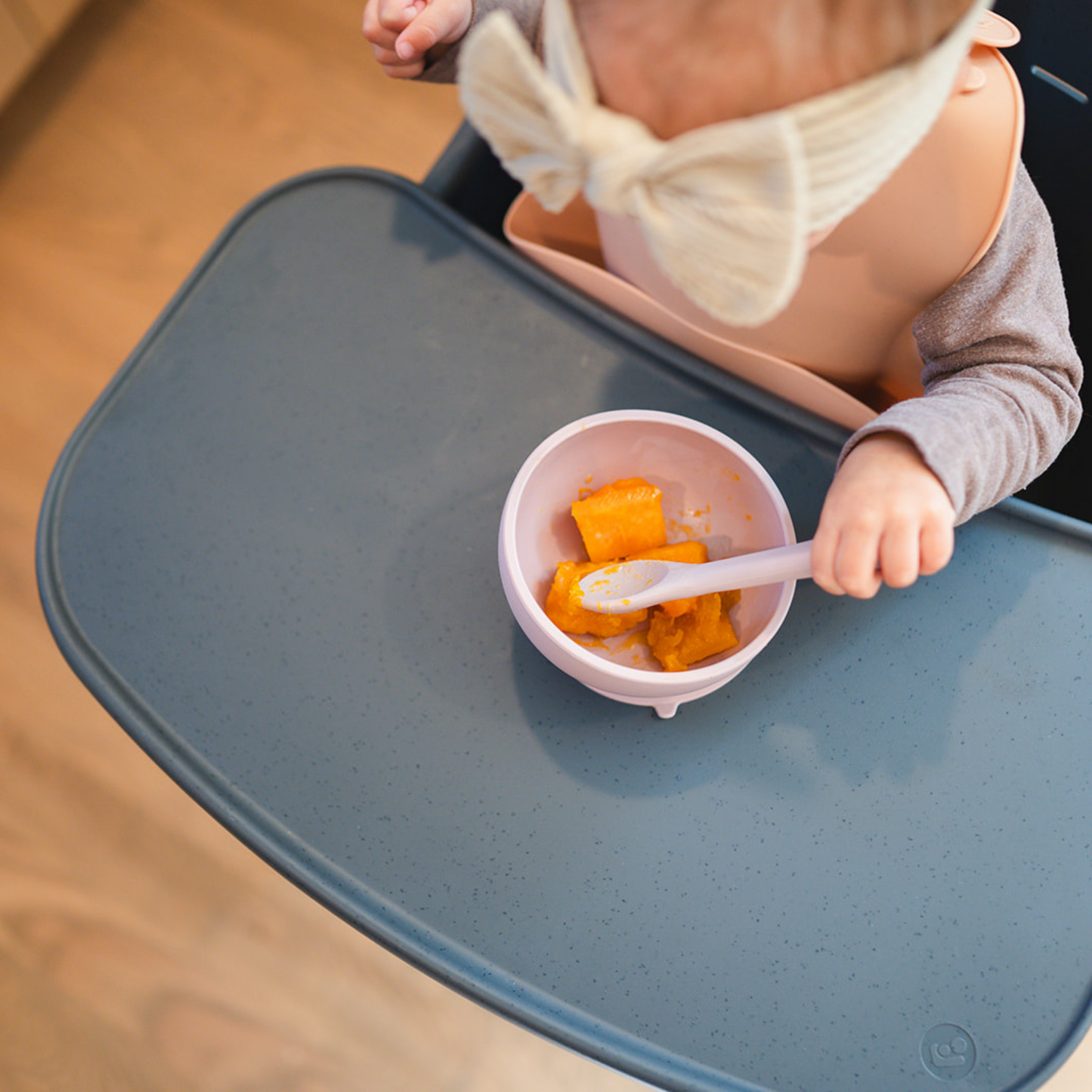 Mustard Suction Bowl and Spoon Set