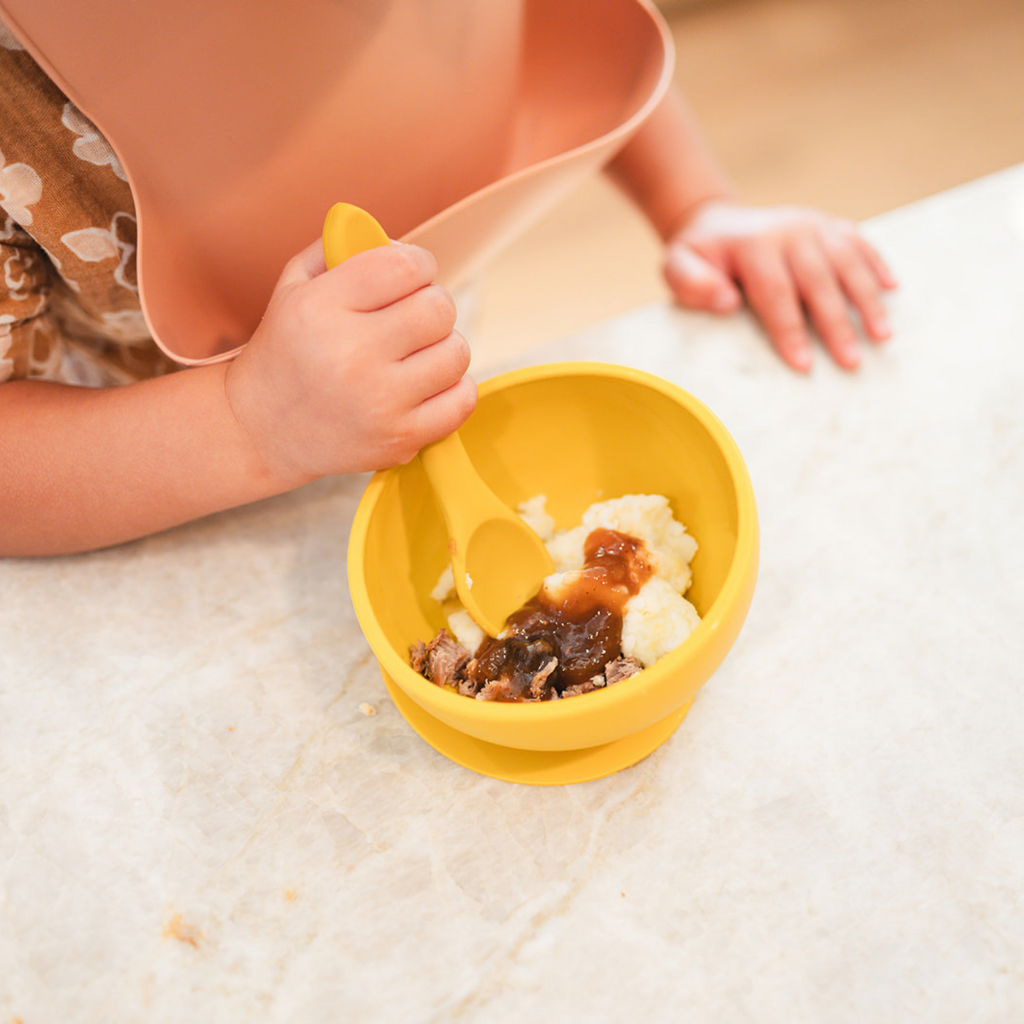 Apricot Suction Bowl and Spoon Set