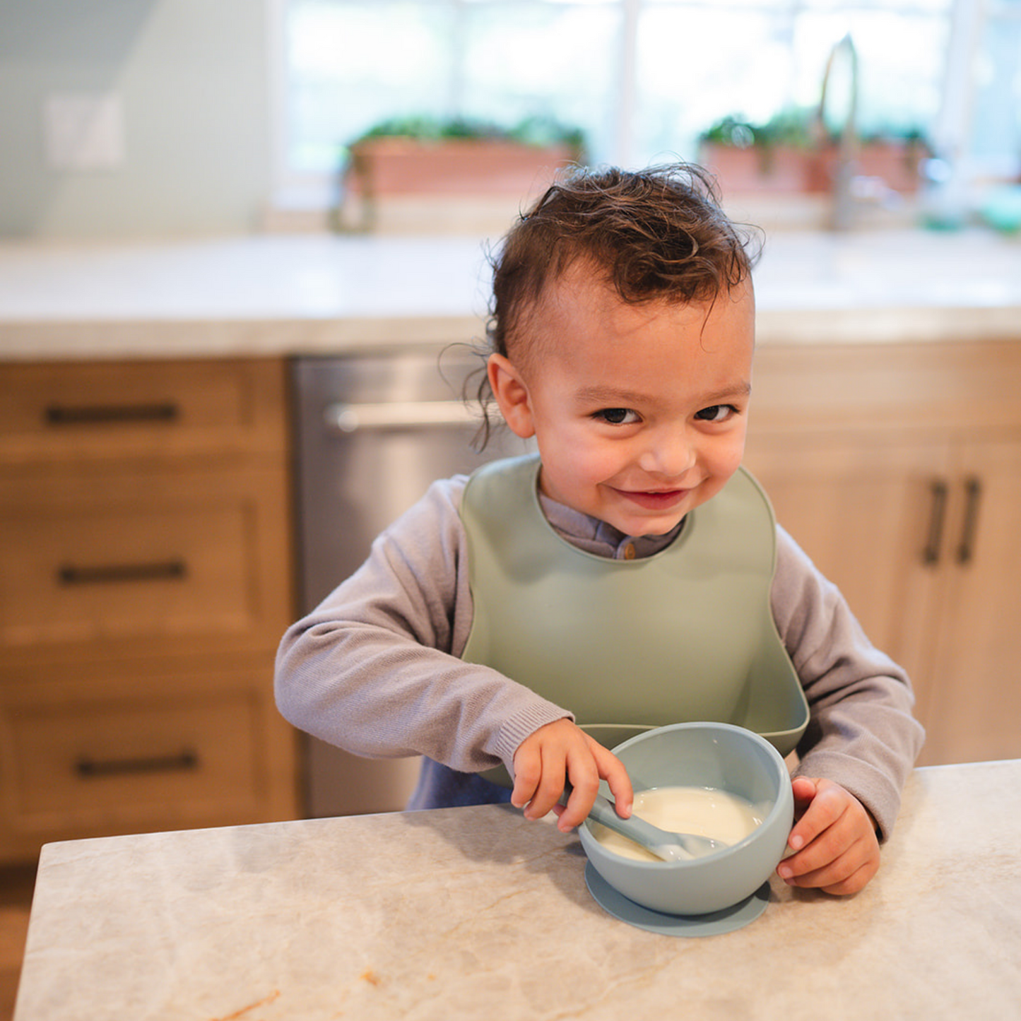 Apricot Suction Bowl and Spoon Set