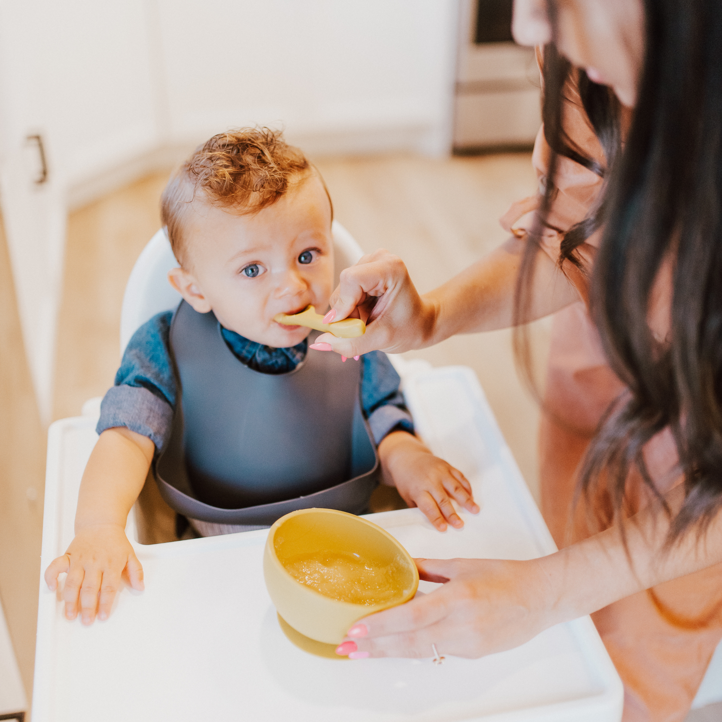 Mustard Suction Bowl and Spoon Set