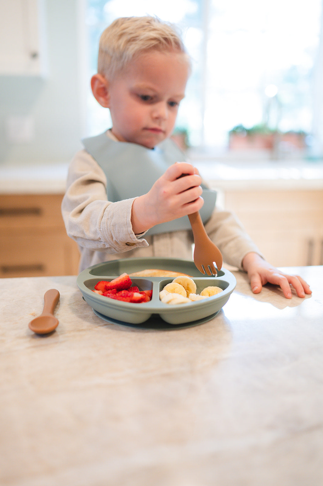 Duck Egg Blue Silicone Baby Bib