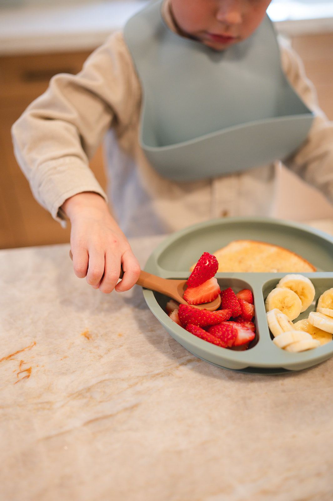 Duck Egg Blue Silicone Baby Bib