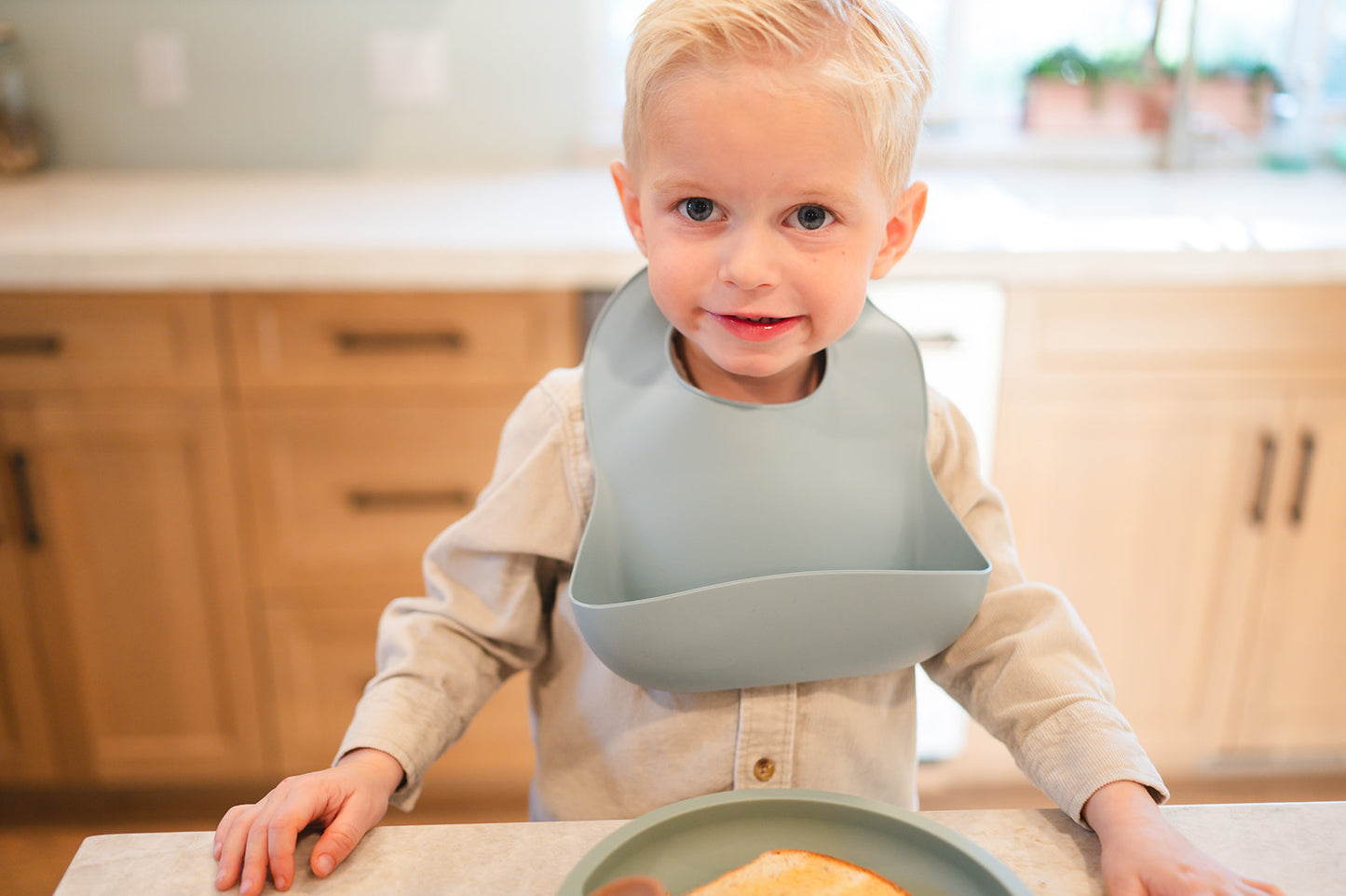 Duck Egg Blue Silicone Baby Bib