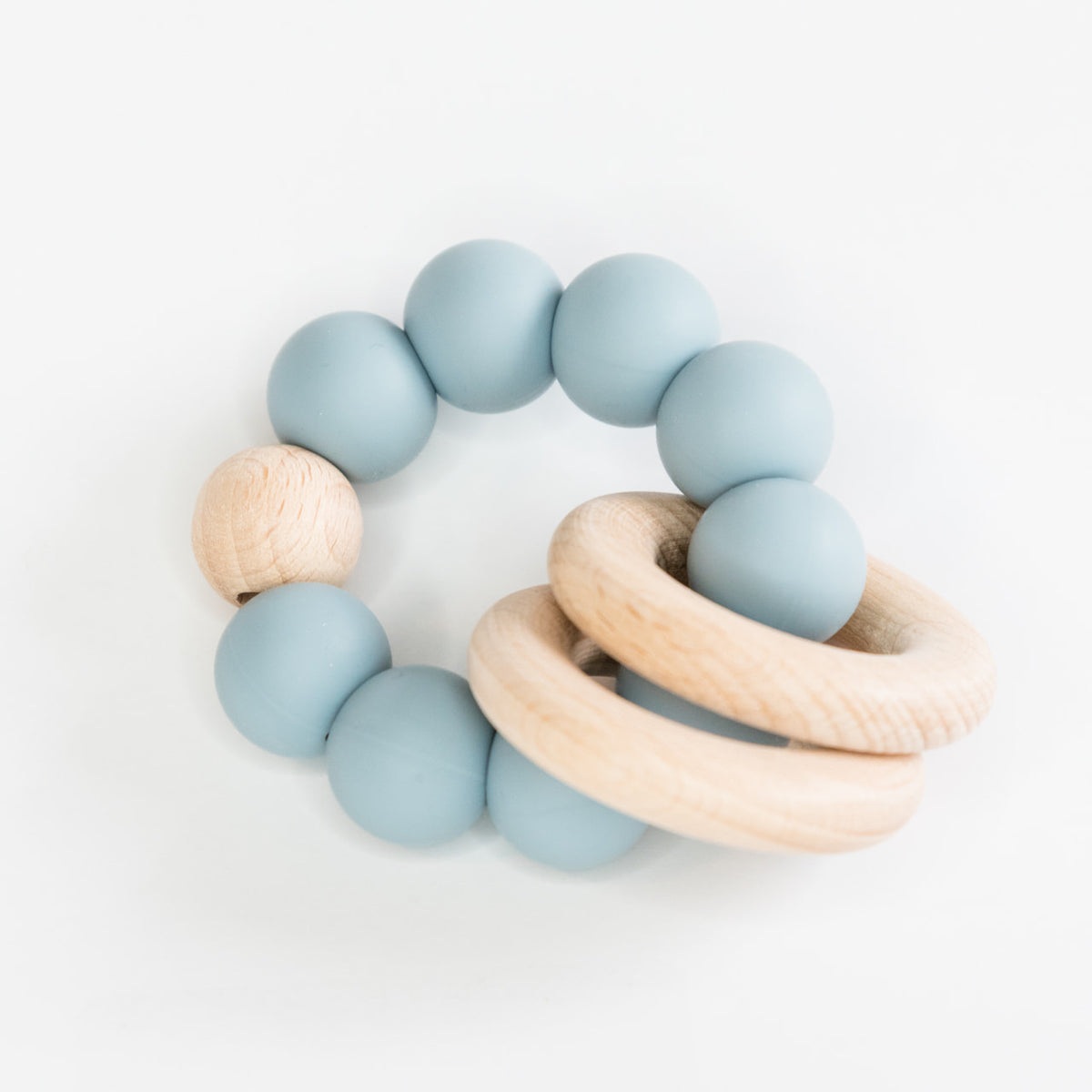 Duck Egg Blue Baby Teething Ring with Beads | Babeehive Goods ...