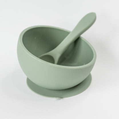 Sage Suction Bowl and Spoon Set